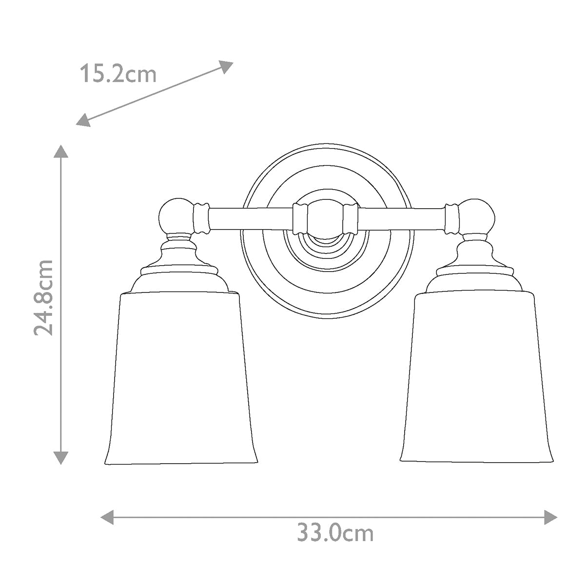 Feiss Huguenot Wandleuchte Chrom – Massskizze