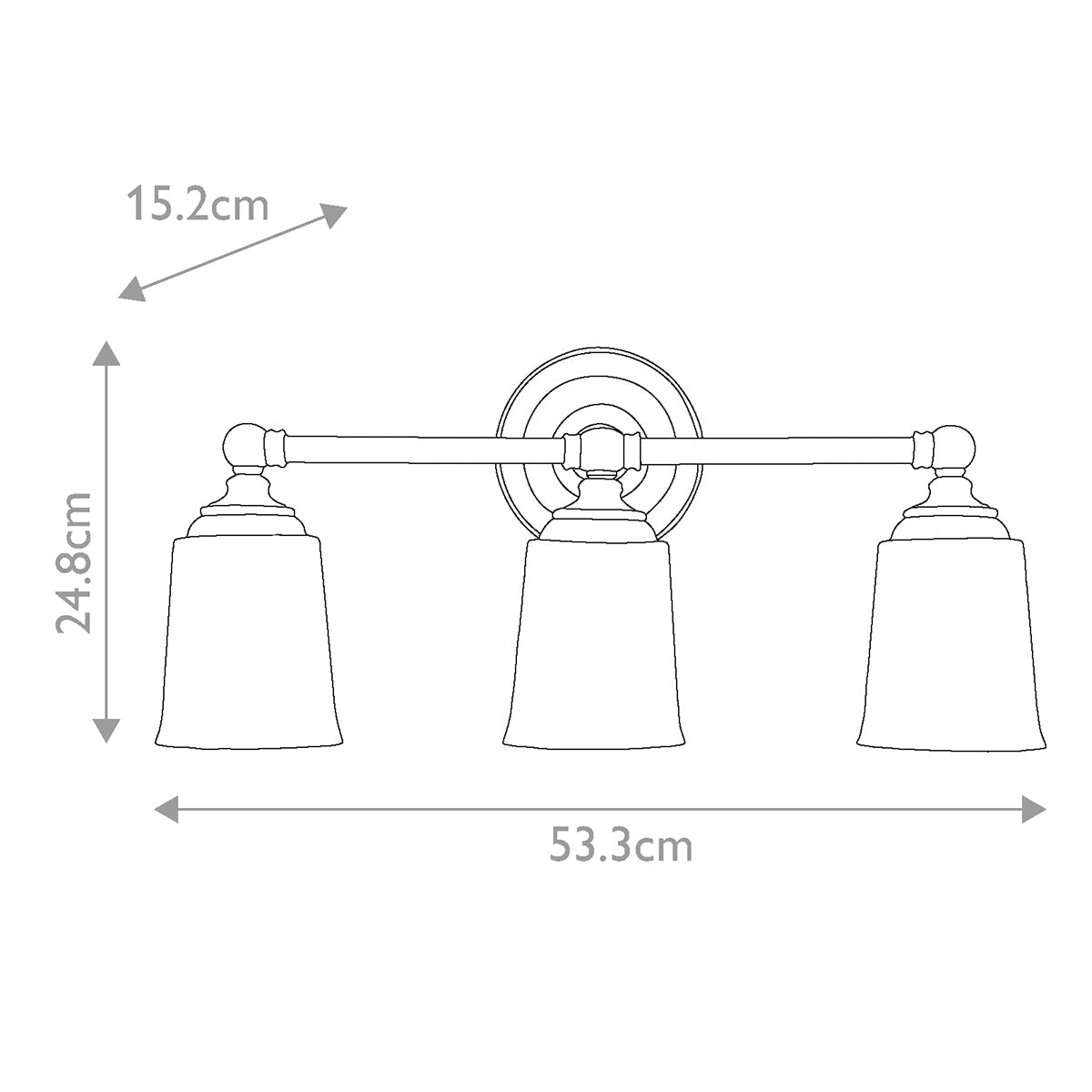 Feiss Huguenot Wandleuchte Messing – Massskizze