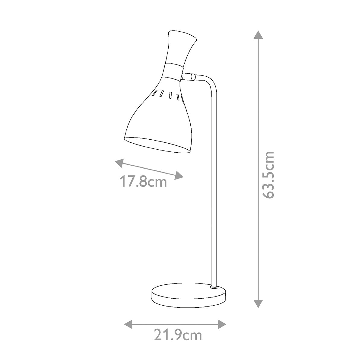 Feiss Joan Tischlampe Schwarz, Messing – Massskizze