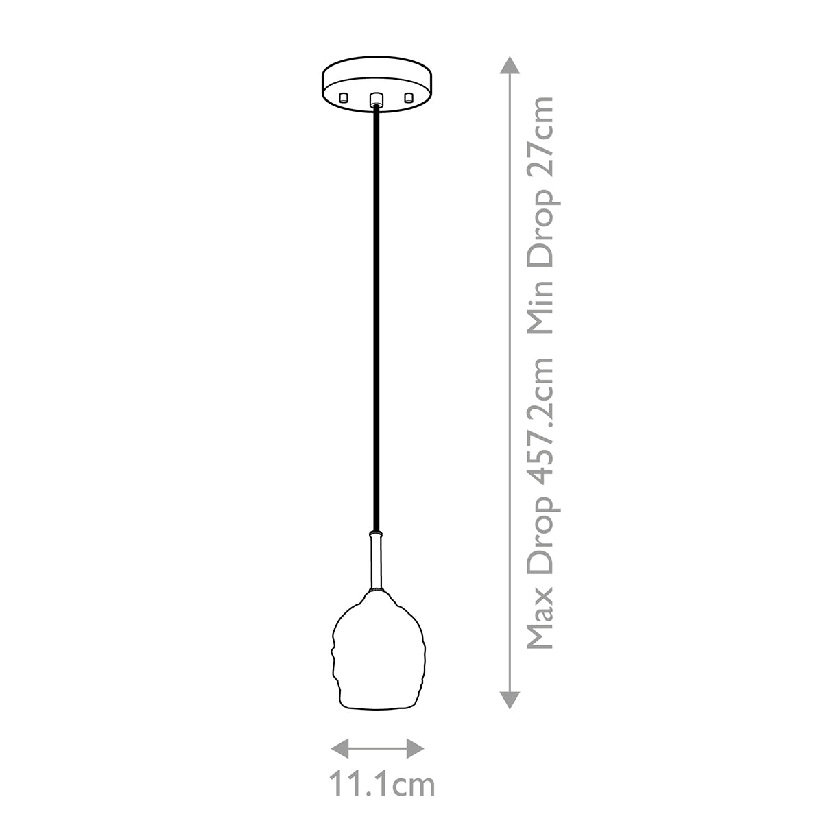 Feiss Rubin Pendelleuchte Nickel – Massskizze
