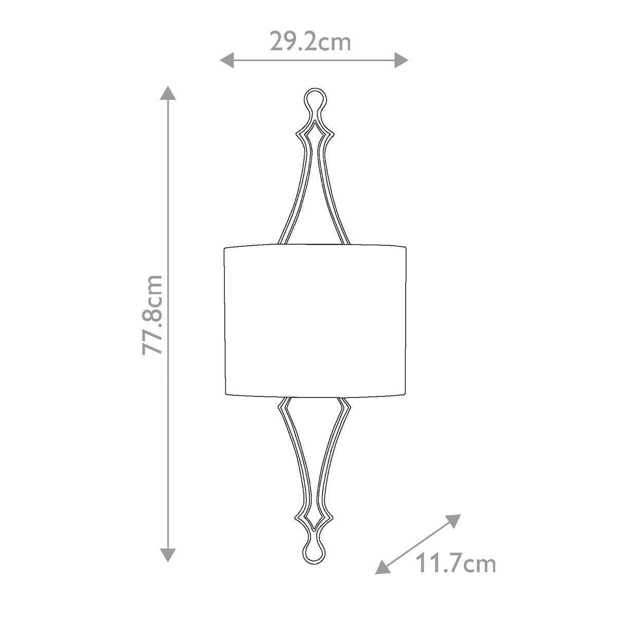 Feiss Tilling Wandleuchte Weathered Iron – Massskizze