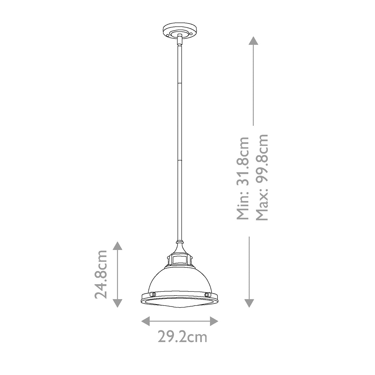 Hinkley Amelia Pendelleuchte Bronze – Massskizze