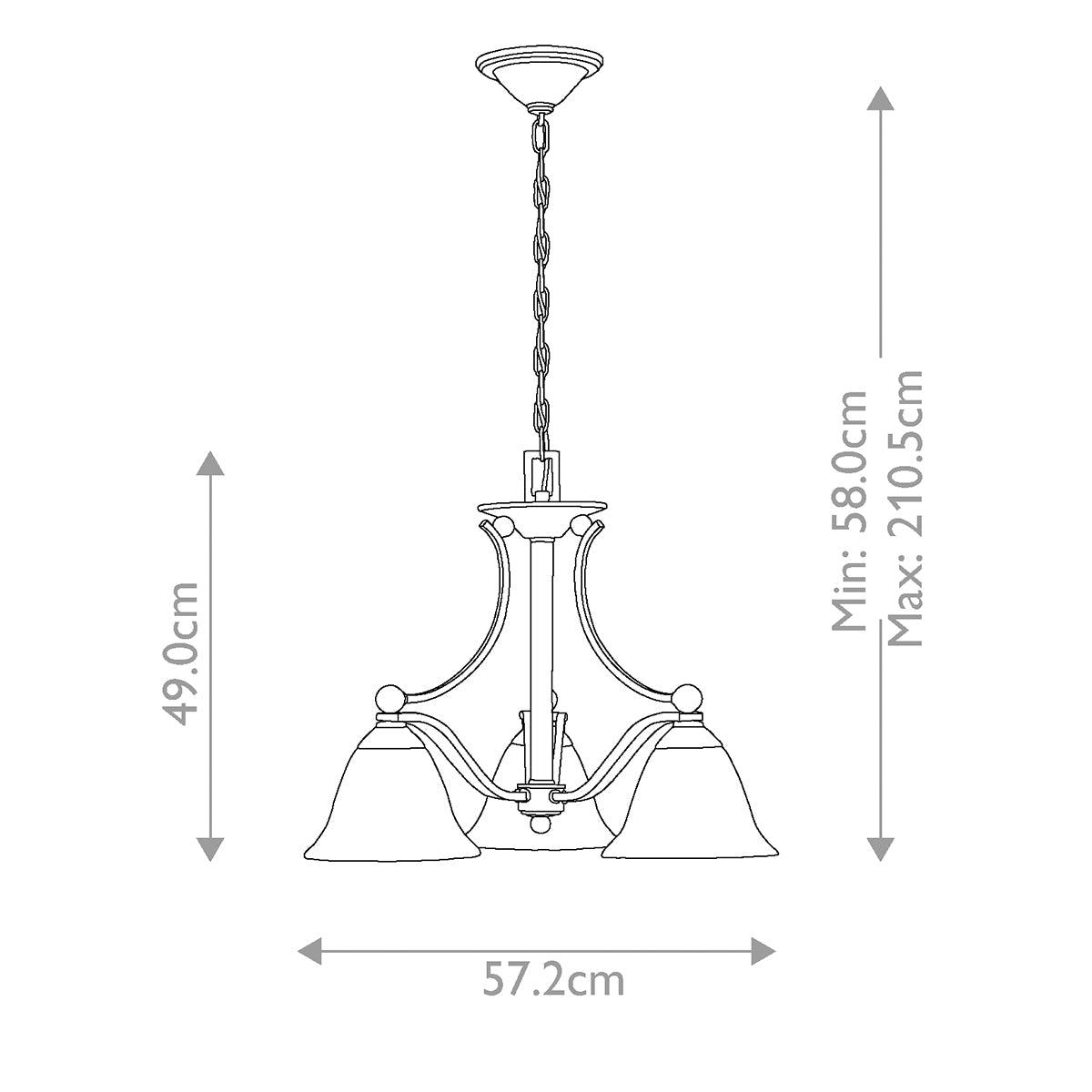 Hinkley Bolla Kronleuchter Nickel – Massskizze