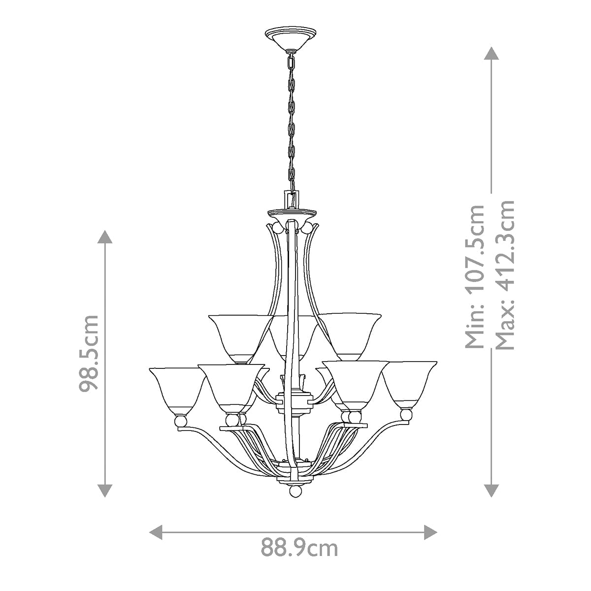 Hinkley Bolla Kronleuchter Nickel – Massskizze