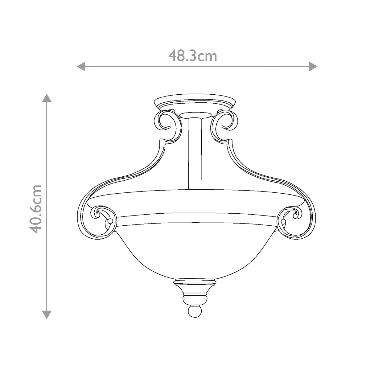 Hinkley Cello Deckenleuchte Bronze – Massskizze