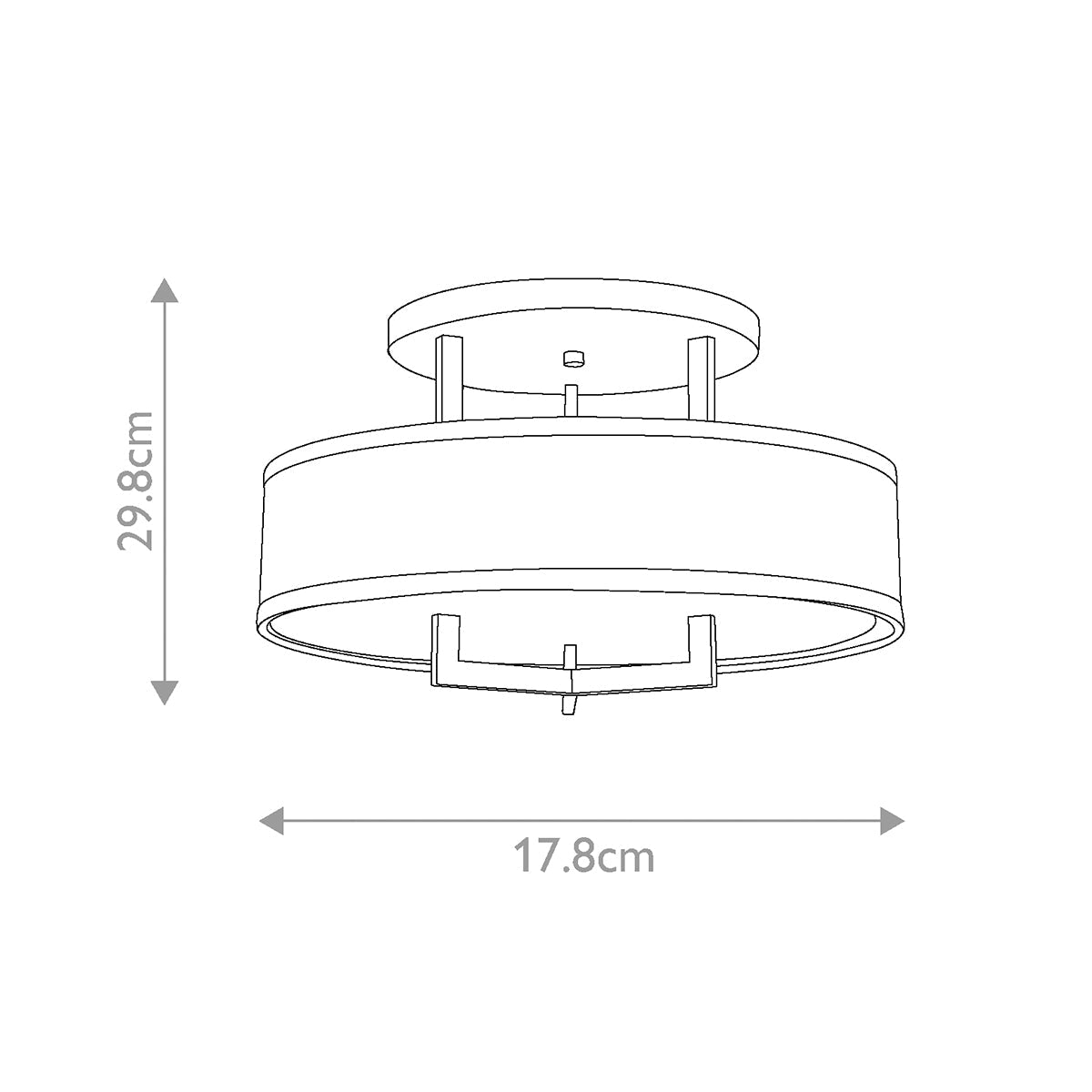 Hinkley Hampton Deckenleuchte Nickel, Elfenbein – Massskizze
