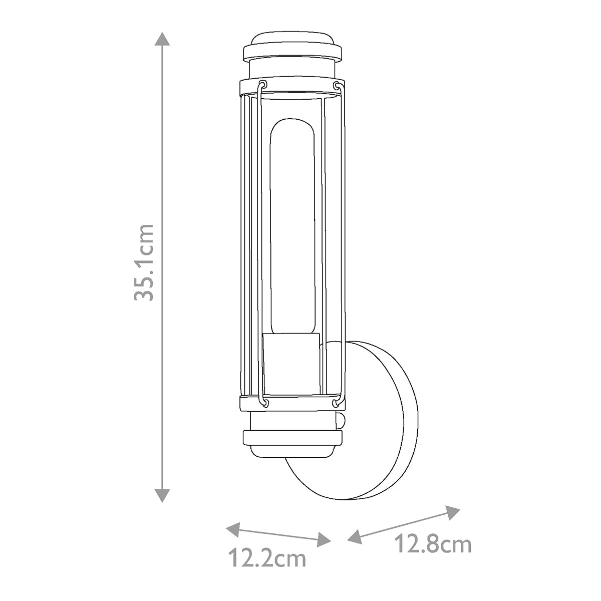 Hinkley Masthead Wandleuchte Chrom, Schwarz – Massskizze