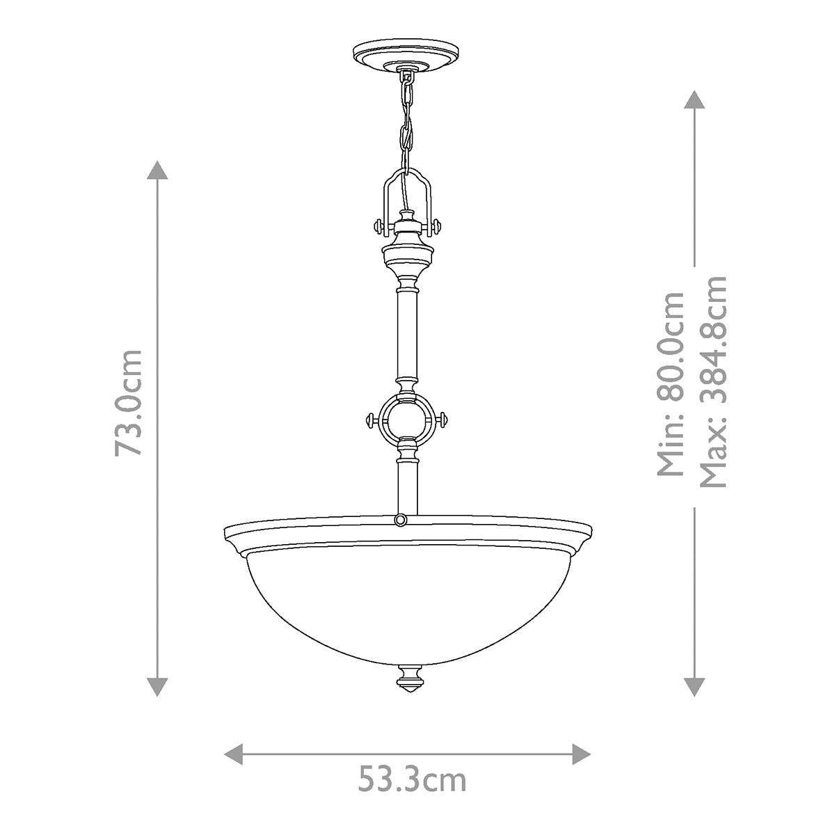 Hinkley Mayflower Pendelleuchte Bronze – Massskizze