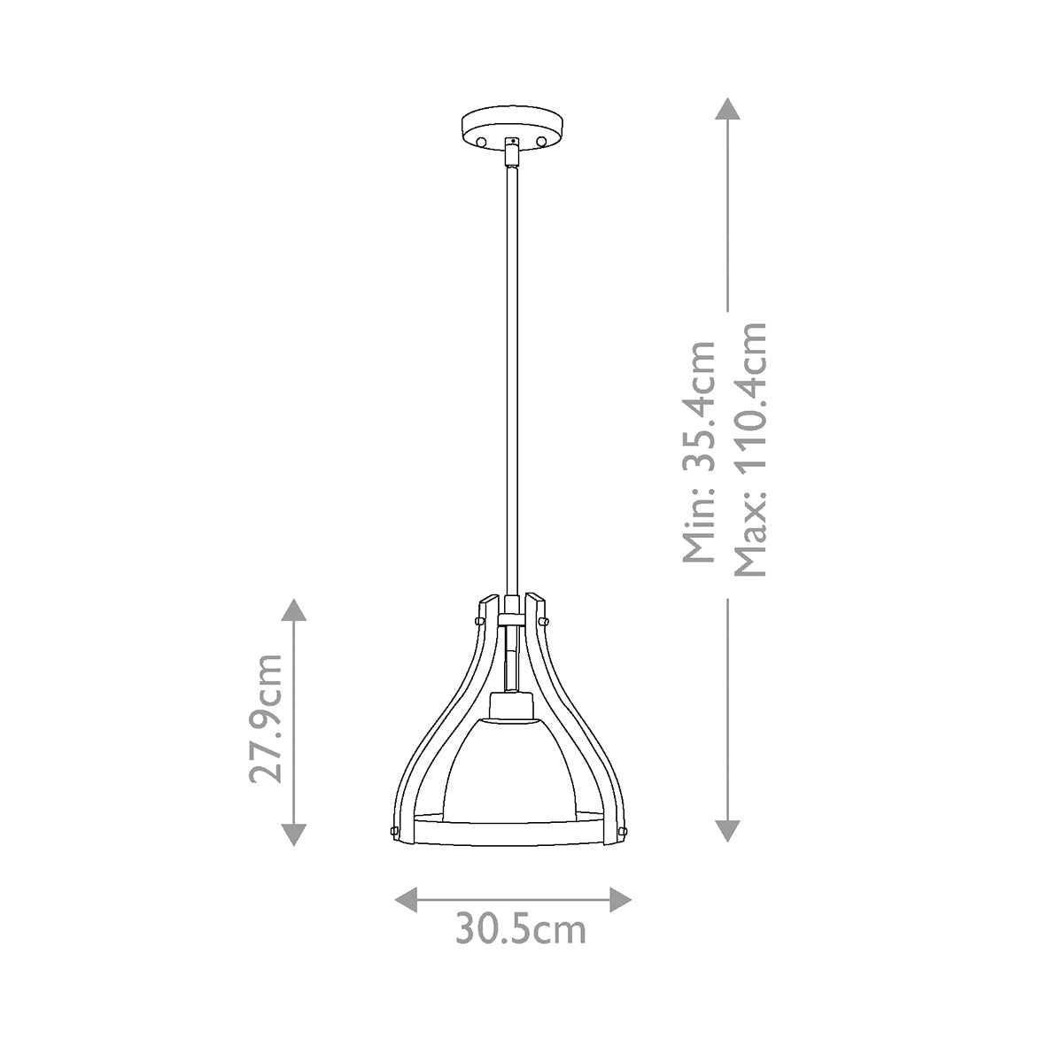 Hinkley Middlefield Pendelleuchte Iron Rust – Massskizze