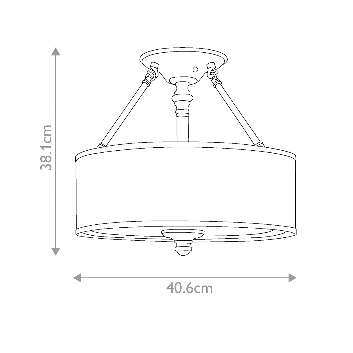 Hinkley Sussex Deckenleuchte Nickel – Massskizze