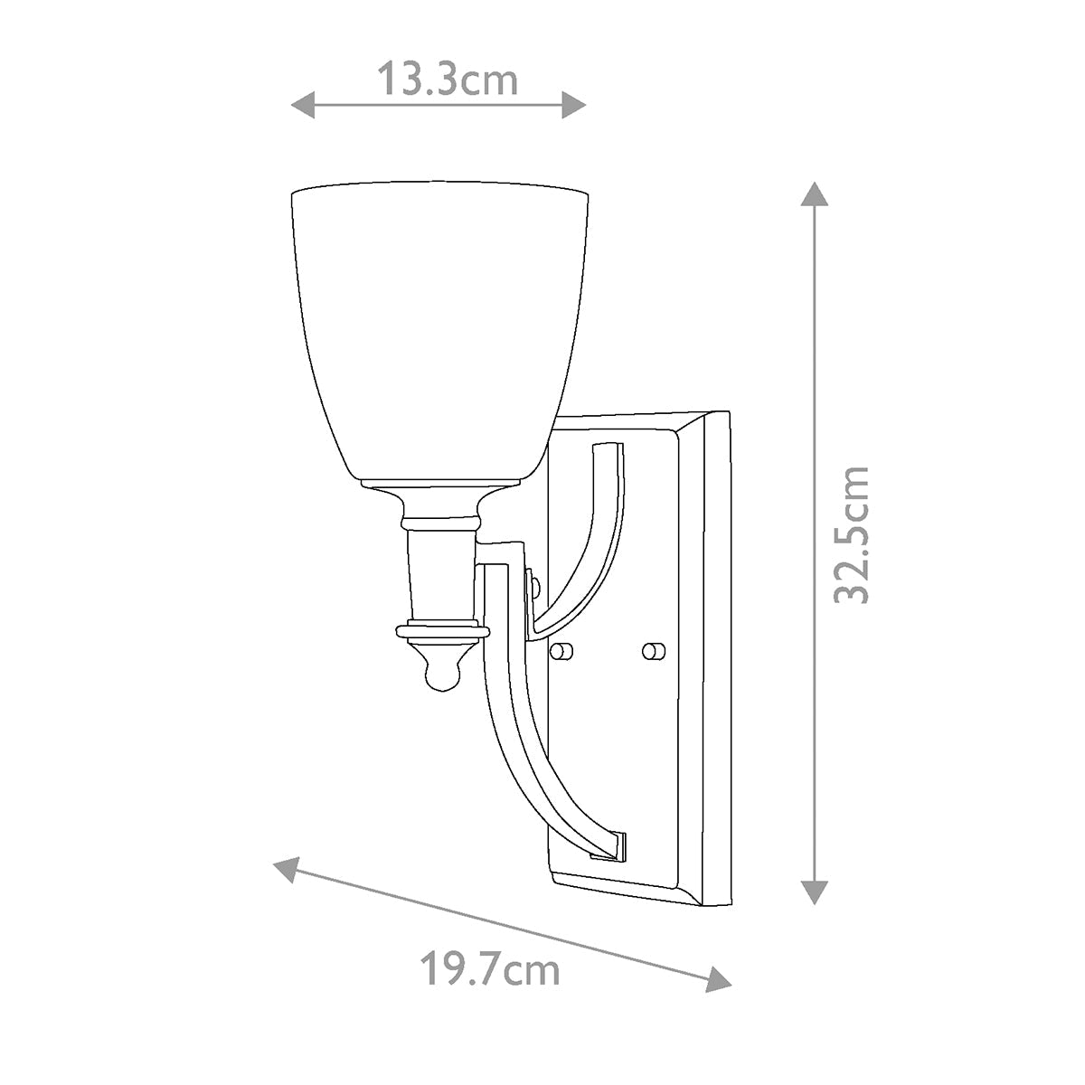 Hinkley Truman Wandleuchte Nickel – Massskizze