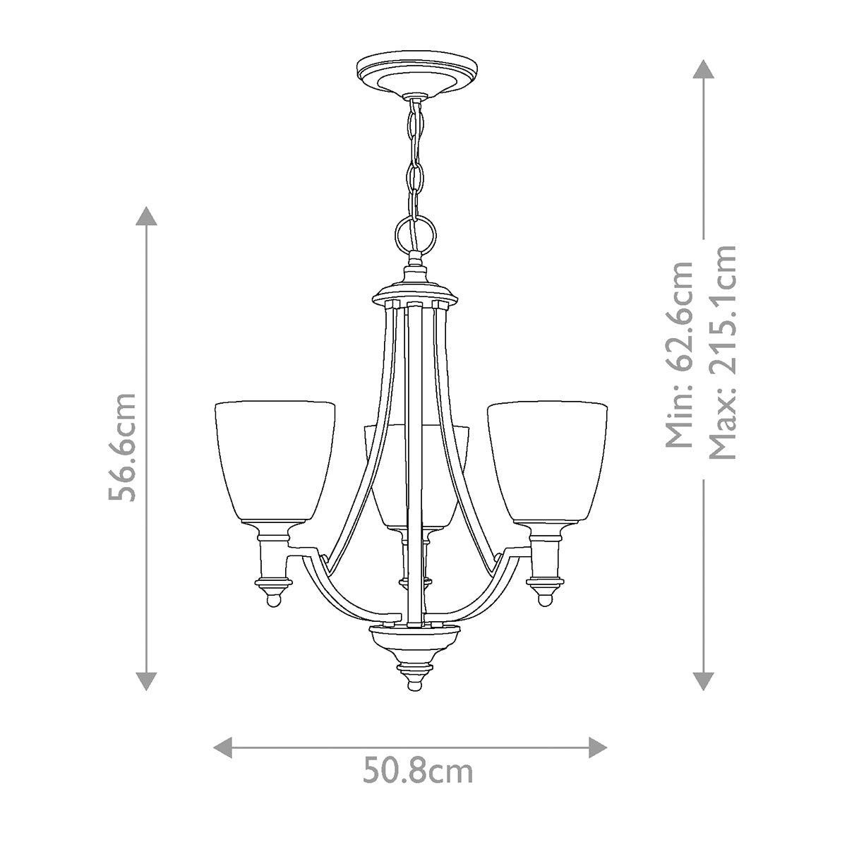 Hinkley Truman Kronleuchter Nickel – Massskizze
