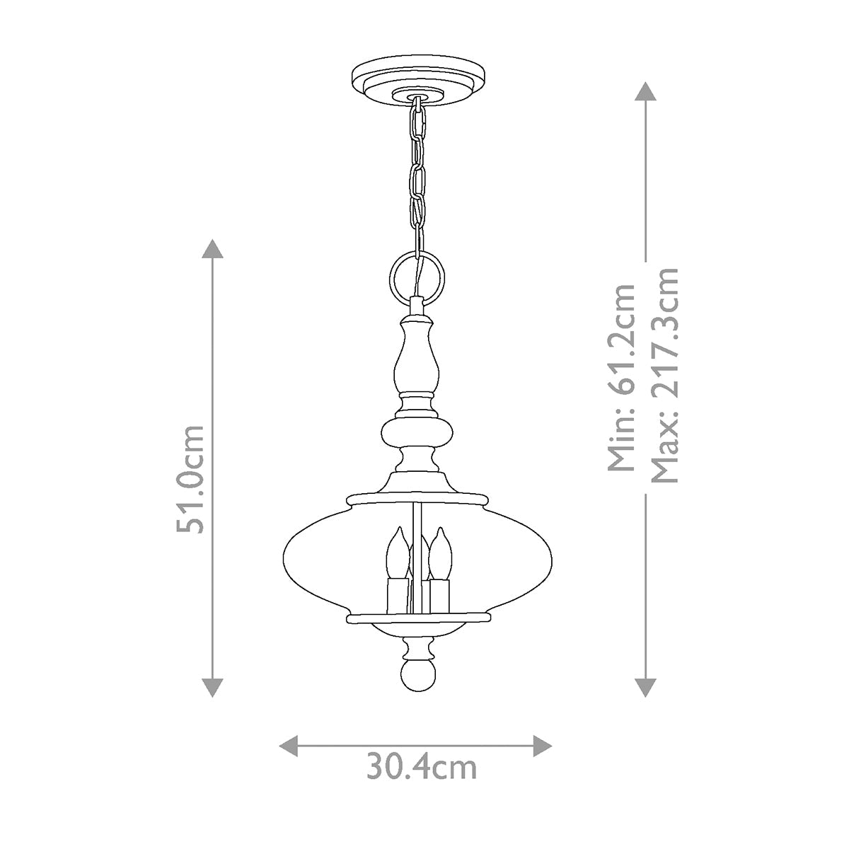 Hinkley Wexley Pendelleuchte Messing – Massskizze