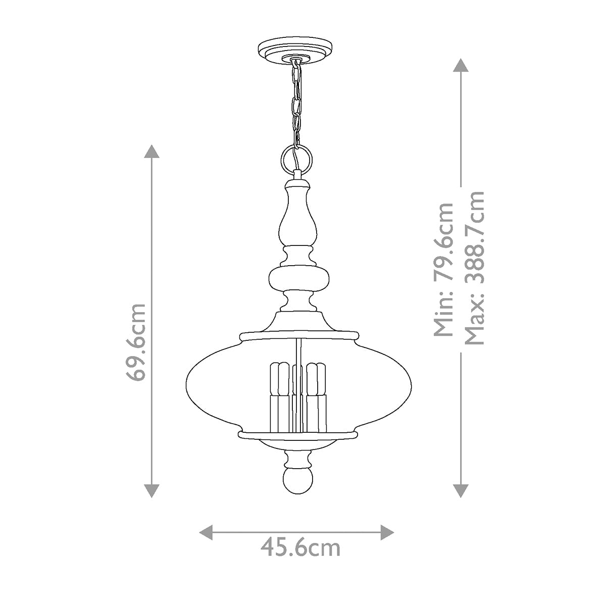 Hinkley Wexley Pendelleuchte Messing – Massskizze
