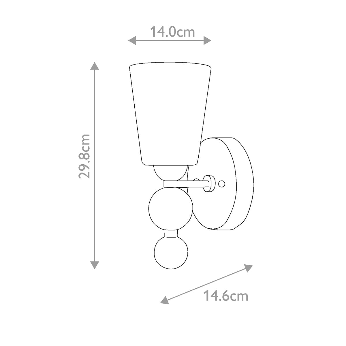 Hinkley Zelda Wandleuchte Nickel – Massskizze