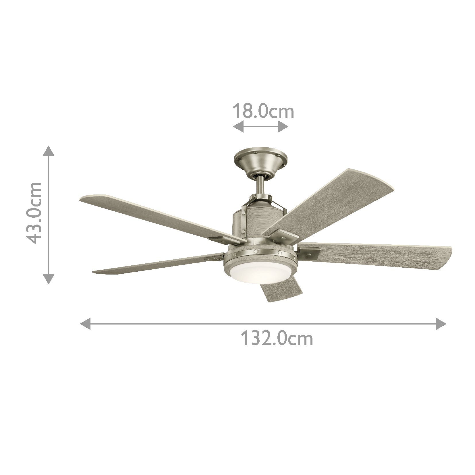 Kichler Colerne Indoor Ventilatoren Nickel – Massskizze