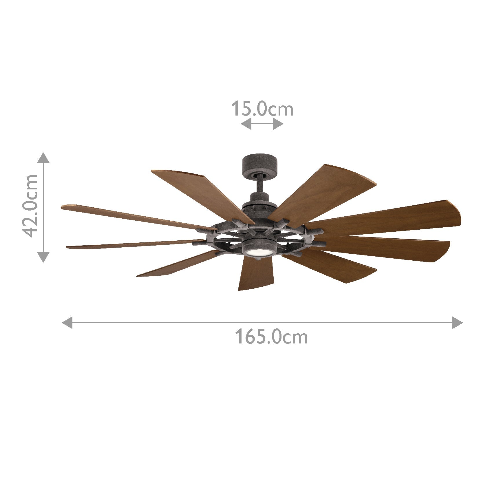 Kichler Gentry Indoor Ventilatoren Zink – Massskizze