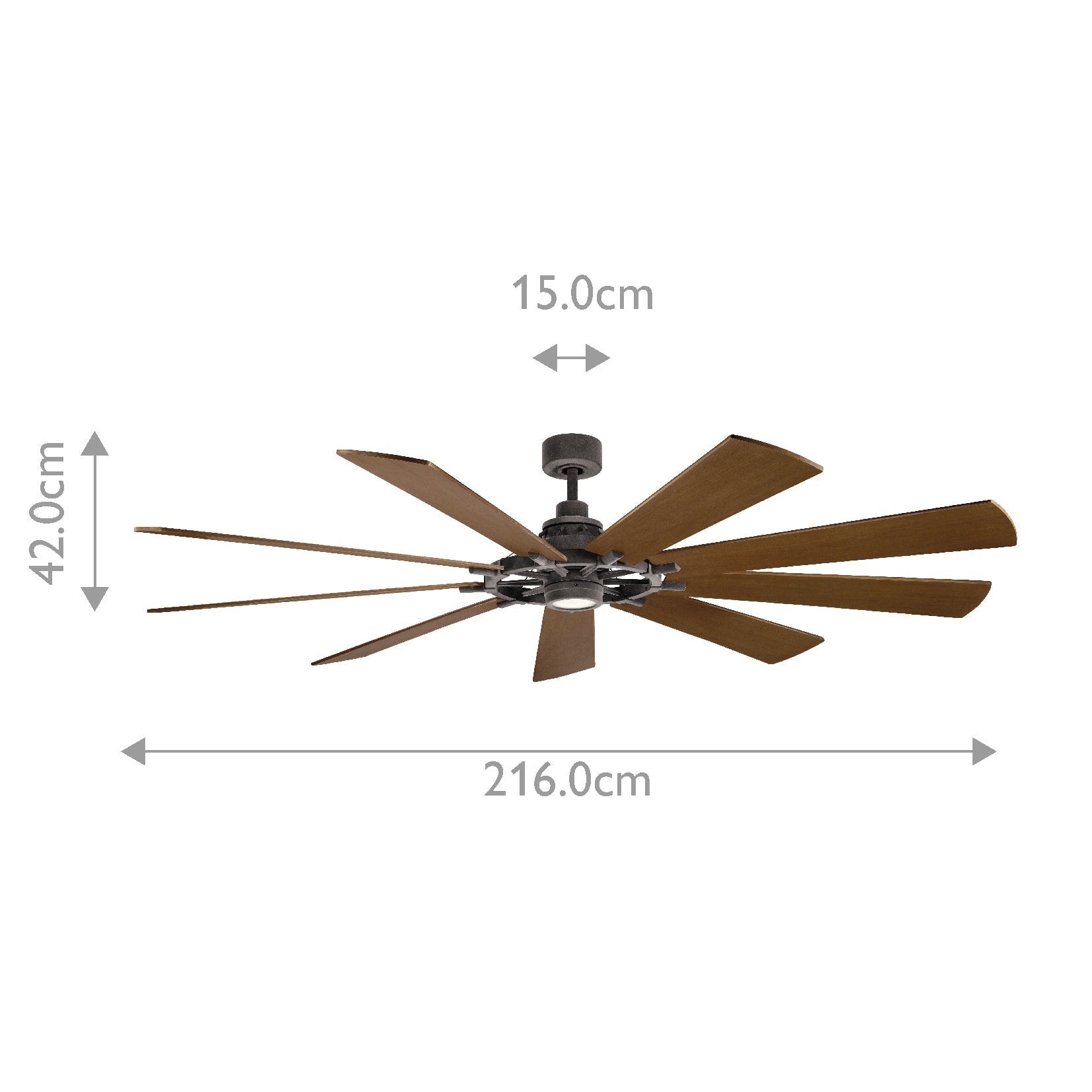 Kichler Gentry Indoor Ventilatoren Zink – Massskizze