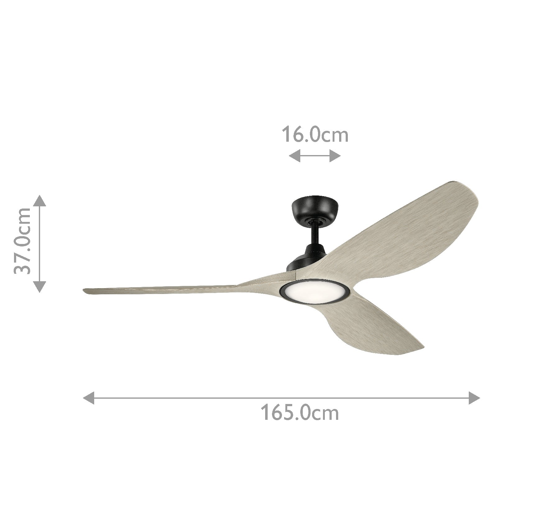 Kichler Imari Indoor Ventilatoren Schwarz – Massskizze