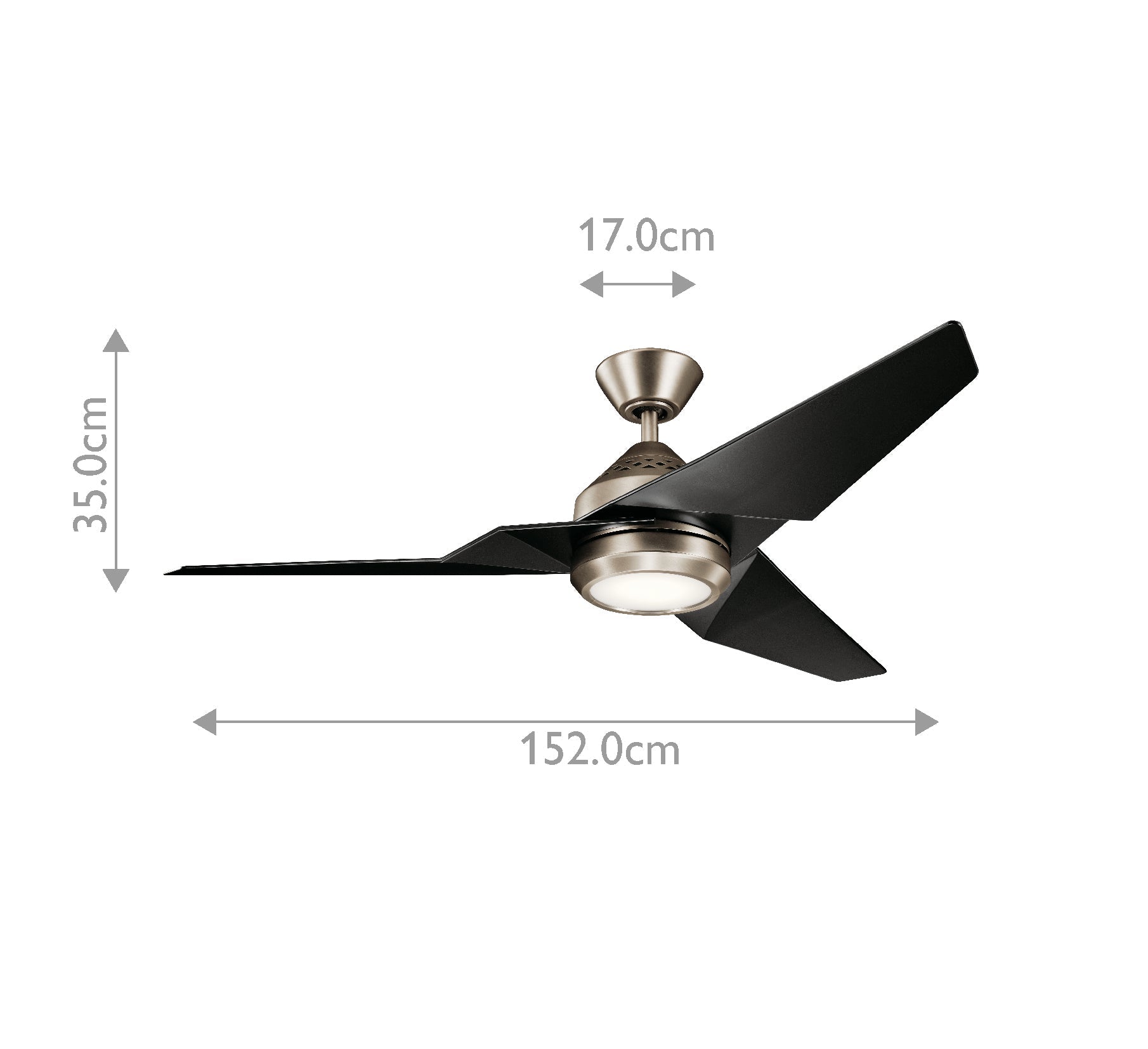 Kichler Jade Indoor Ventilatoren Zinn – Massskizze