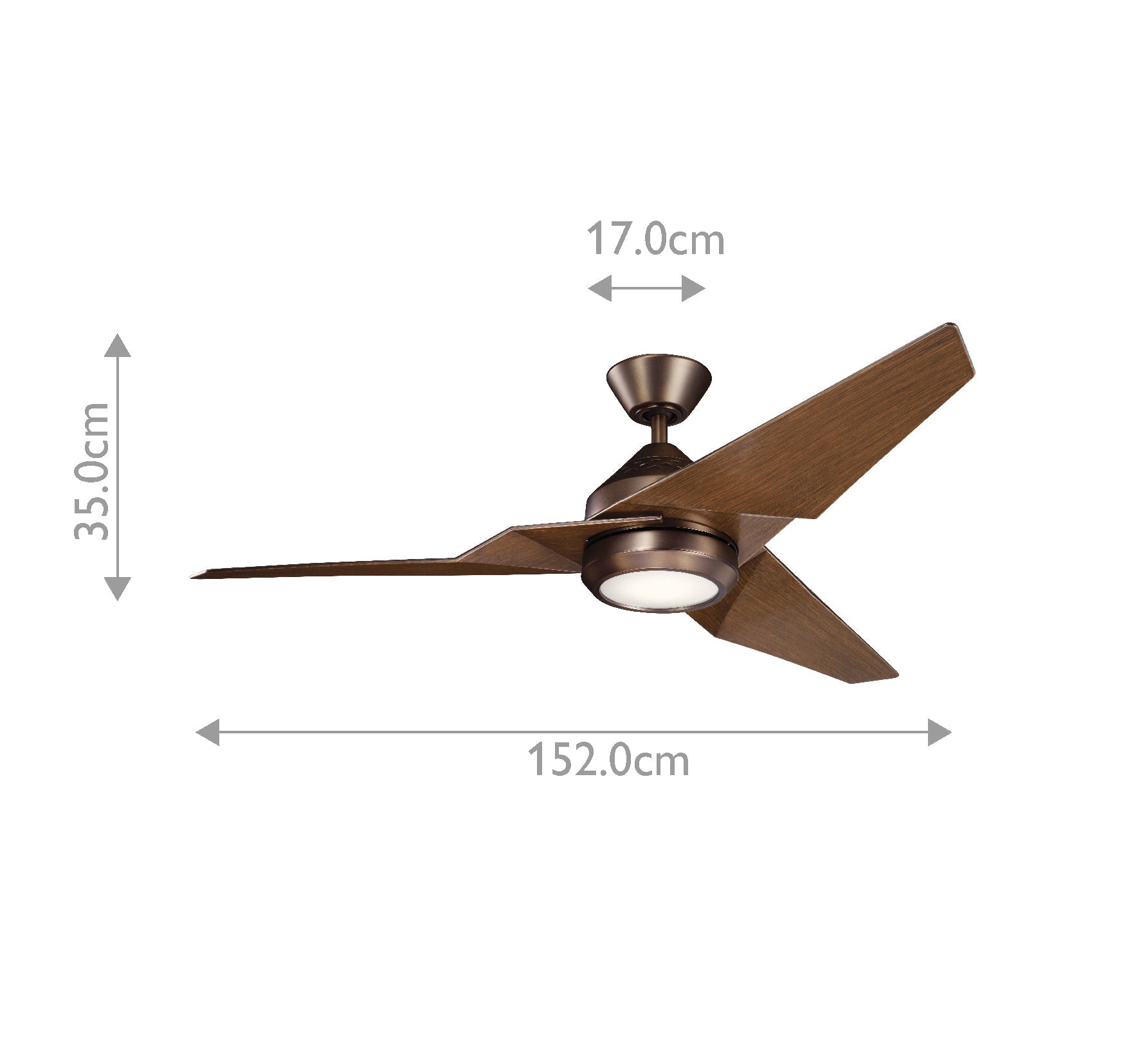 Kichler Jade Indoor Ventilatoren Bronze – Massskizze