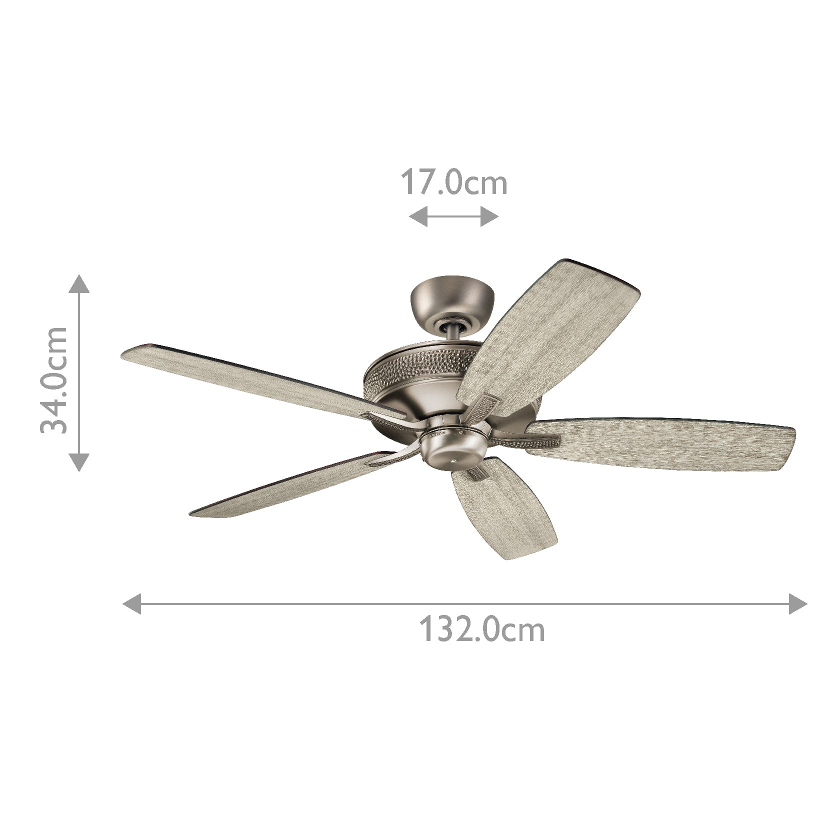 Kichler Monarch Indoor Ventilatoren Zinn – Massskizze