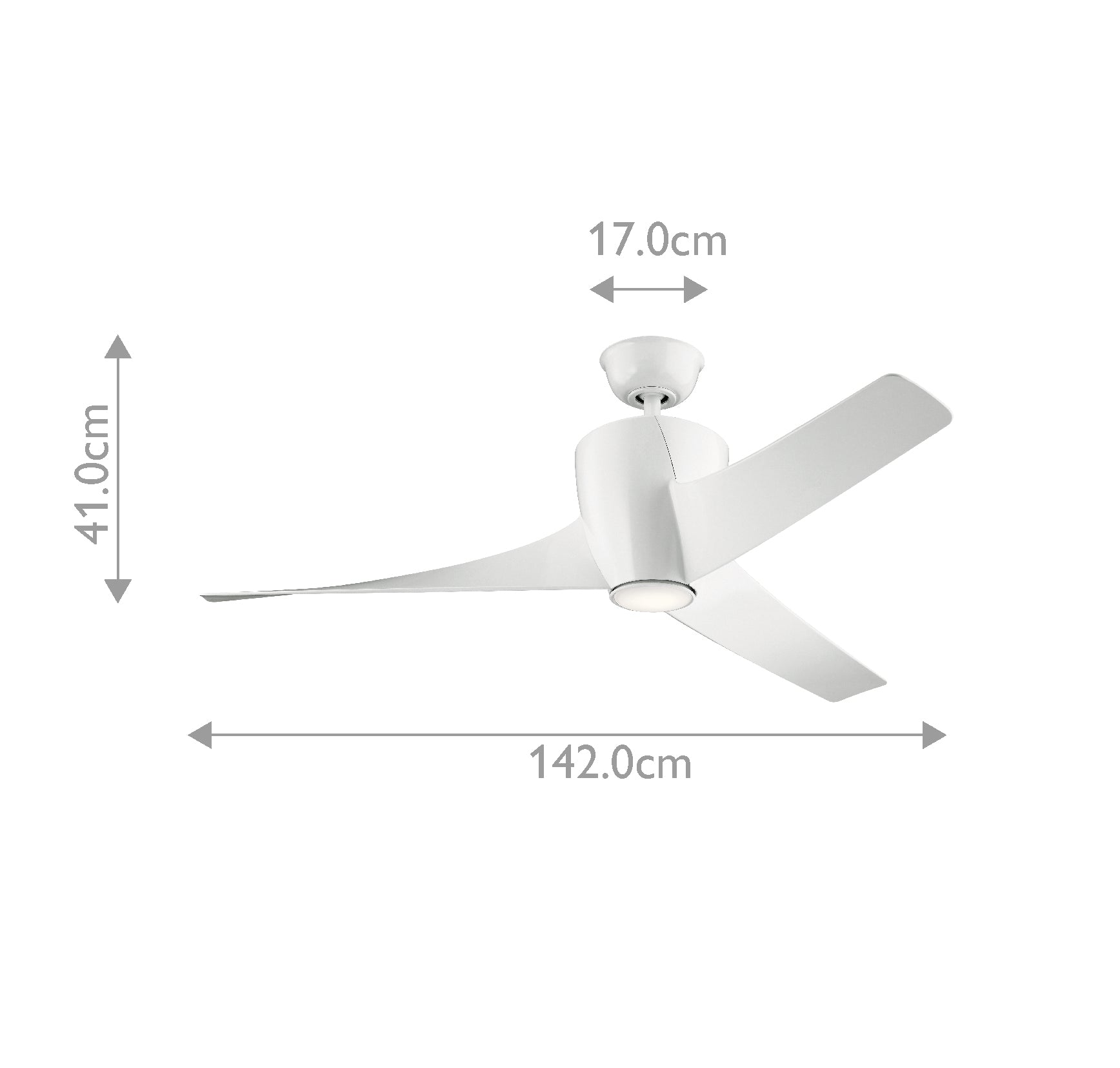 Kichler Phree Indoor Ventilatoren Weiß – Massskizze