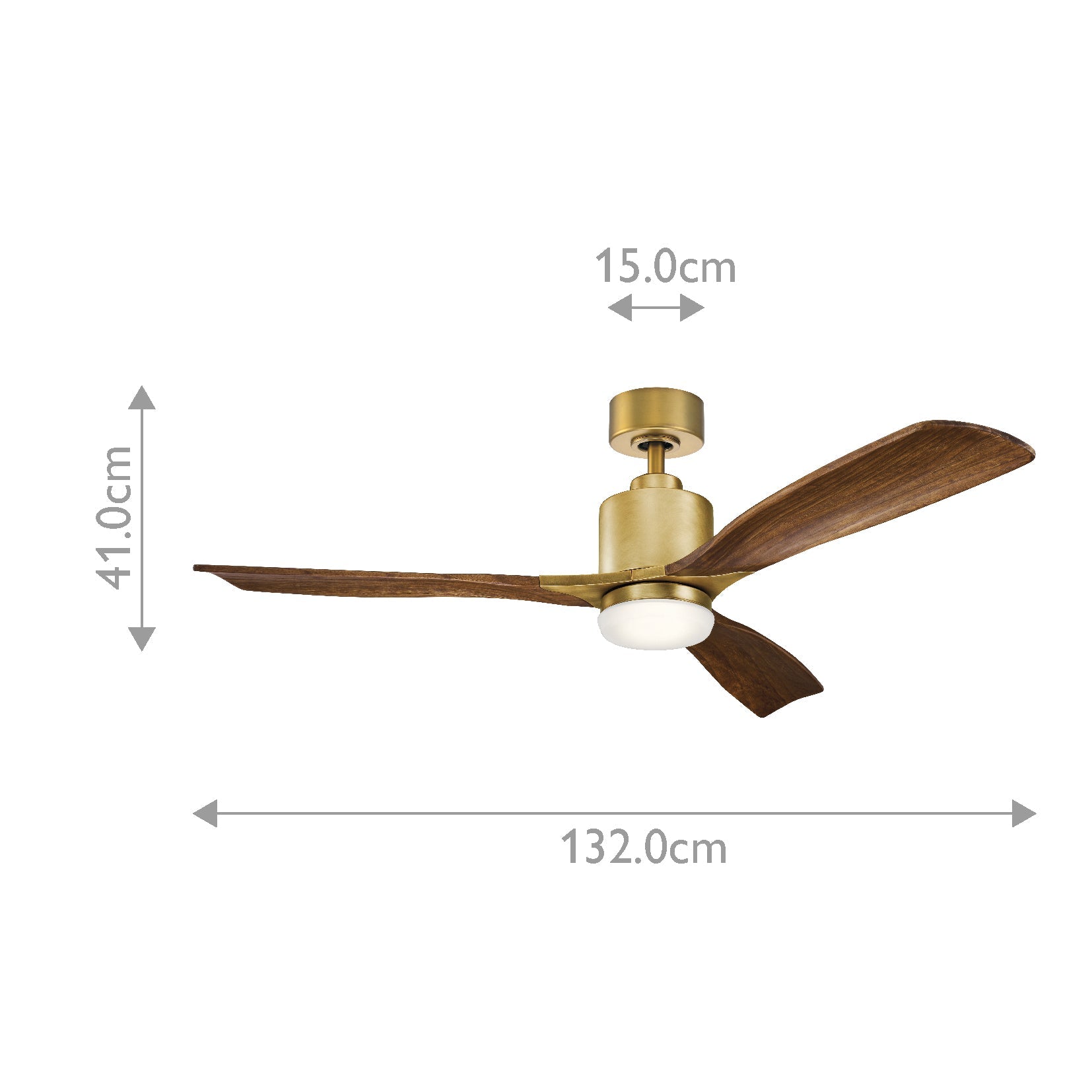Kichler Ridley Indoor Ventilatoren Messing – Massskizze