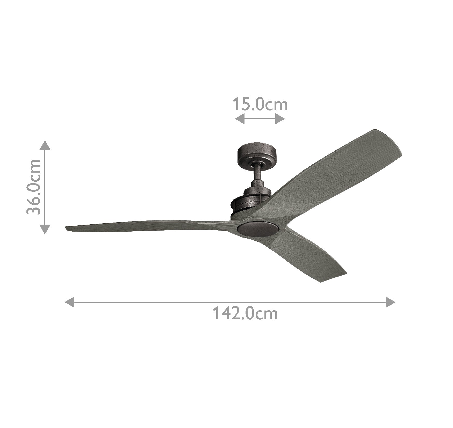 Kichler Ried Indoor Ventilatoren Anvil Iron – Massskizze