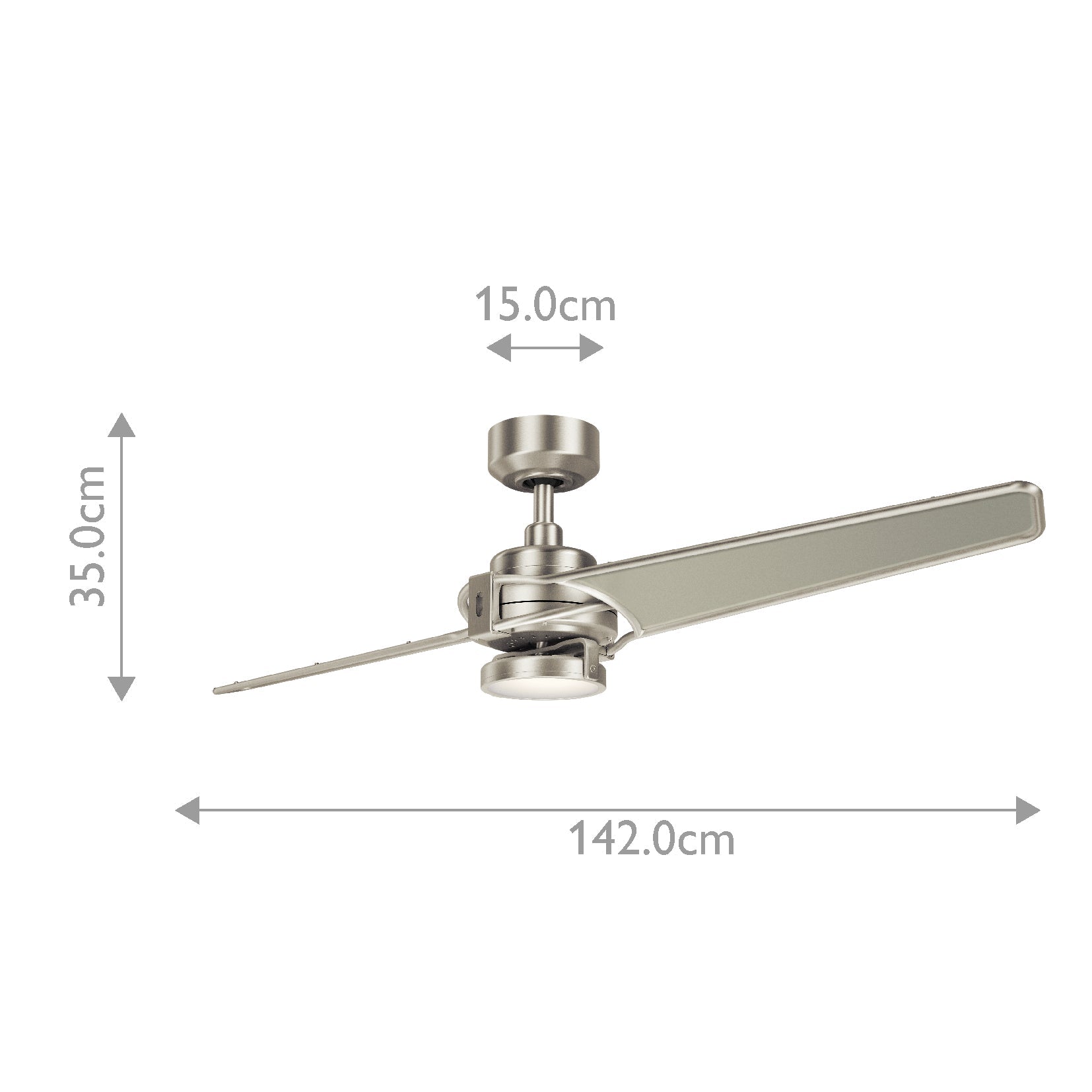 Kichler Xety Indoor Ventilatoren Nickel – Massskizze