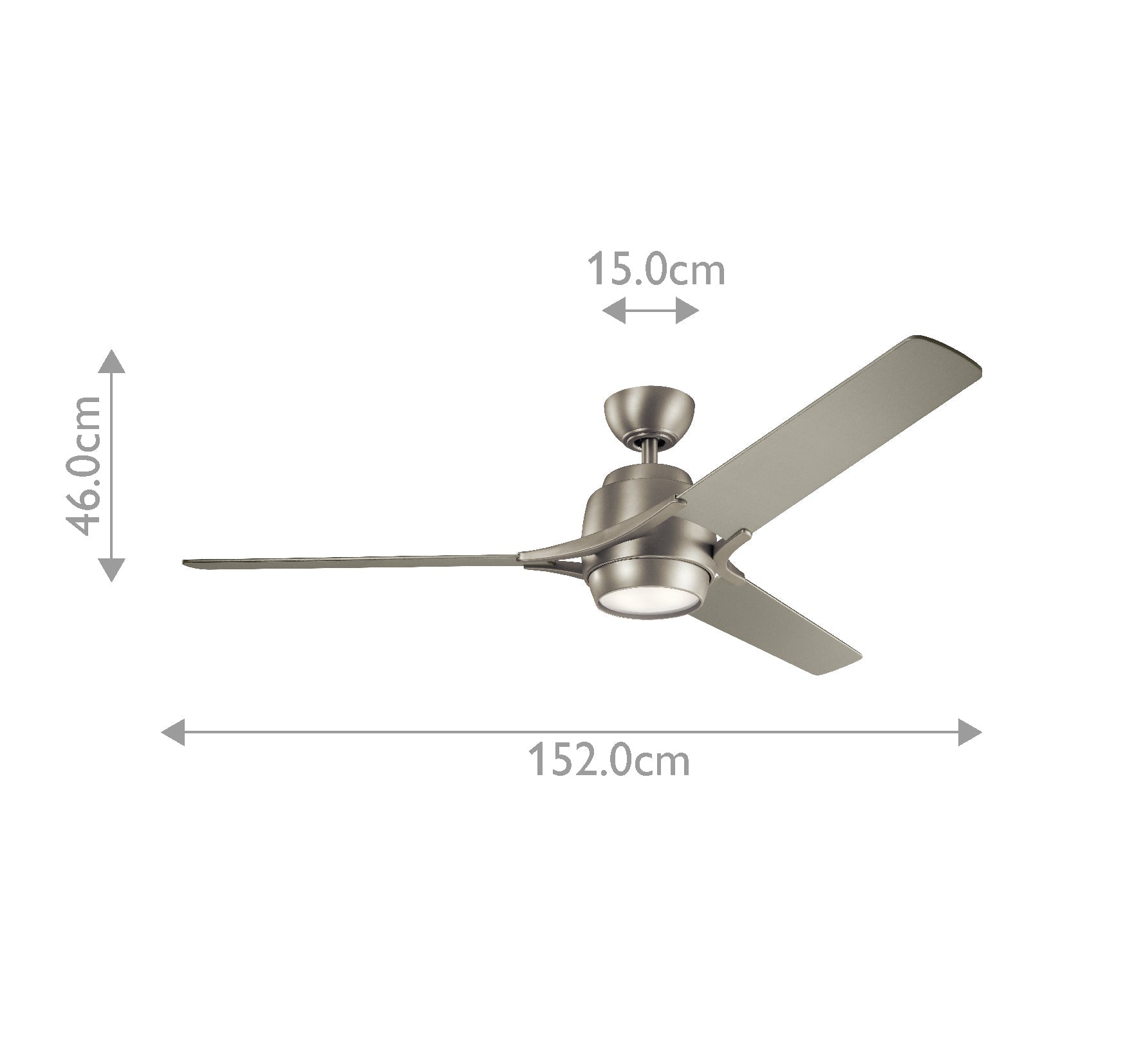 Kichler Zeus Indoor Ventilatoren Nickel – Massskizze