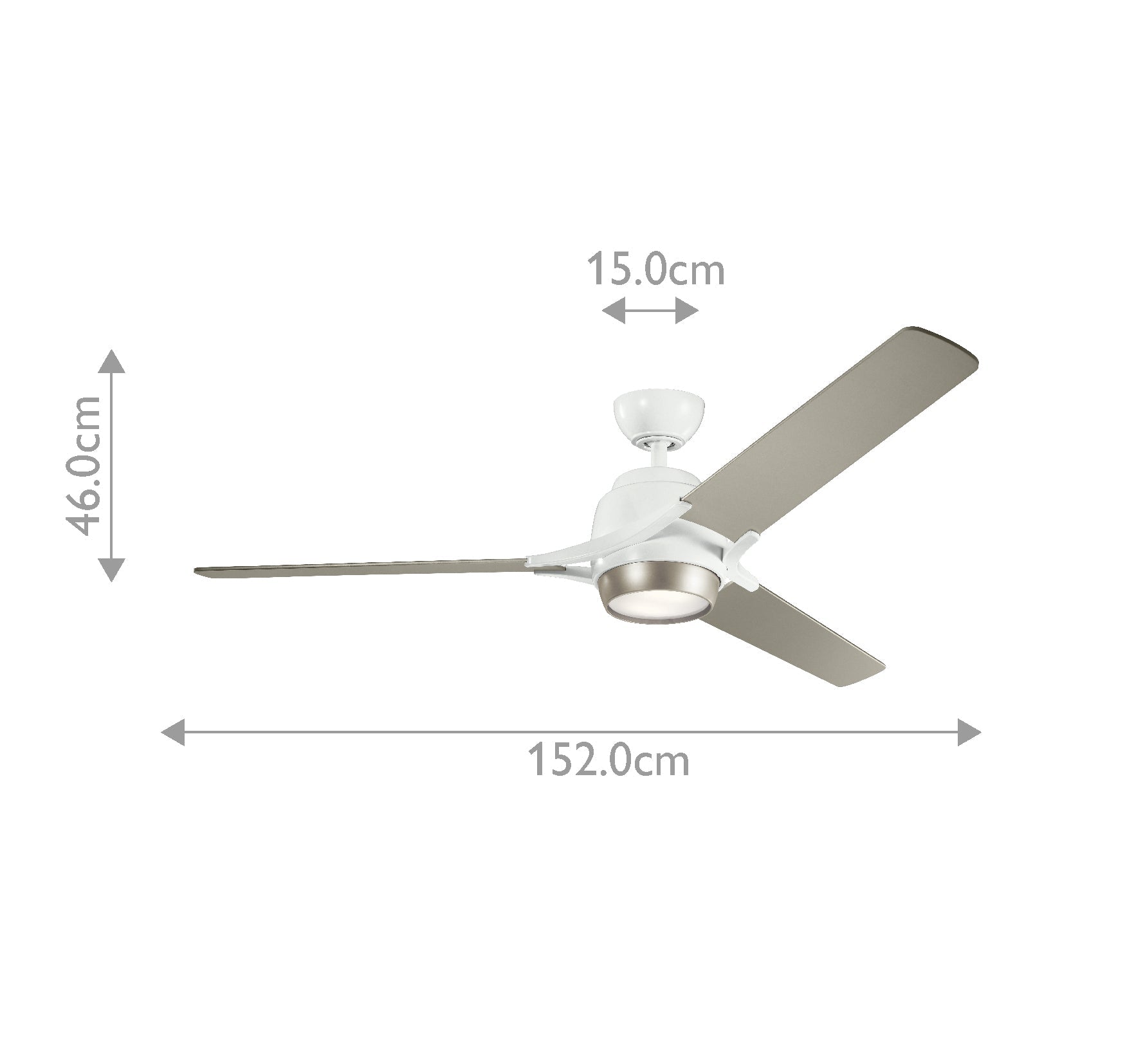 Kichler Zeus Indoor Ventilatoren Weiß – Massskizze