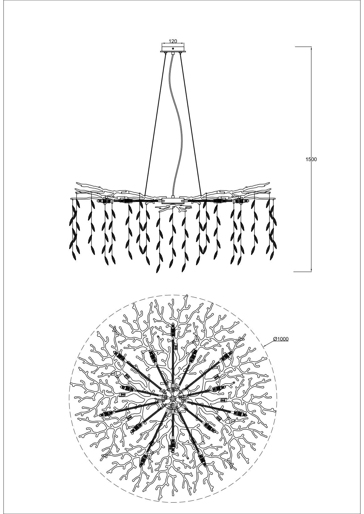 CINDY Pendelleuchte, Ø 100 cm, Gold, Metall