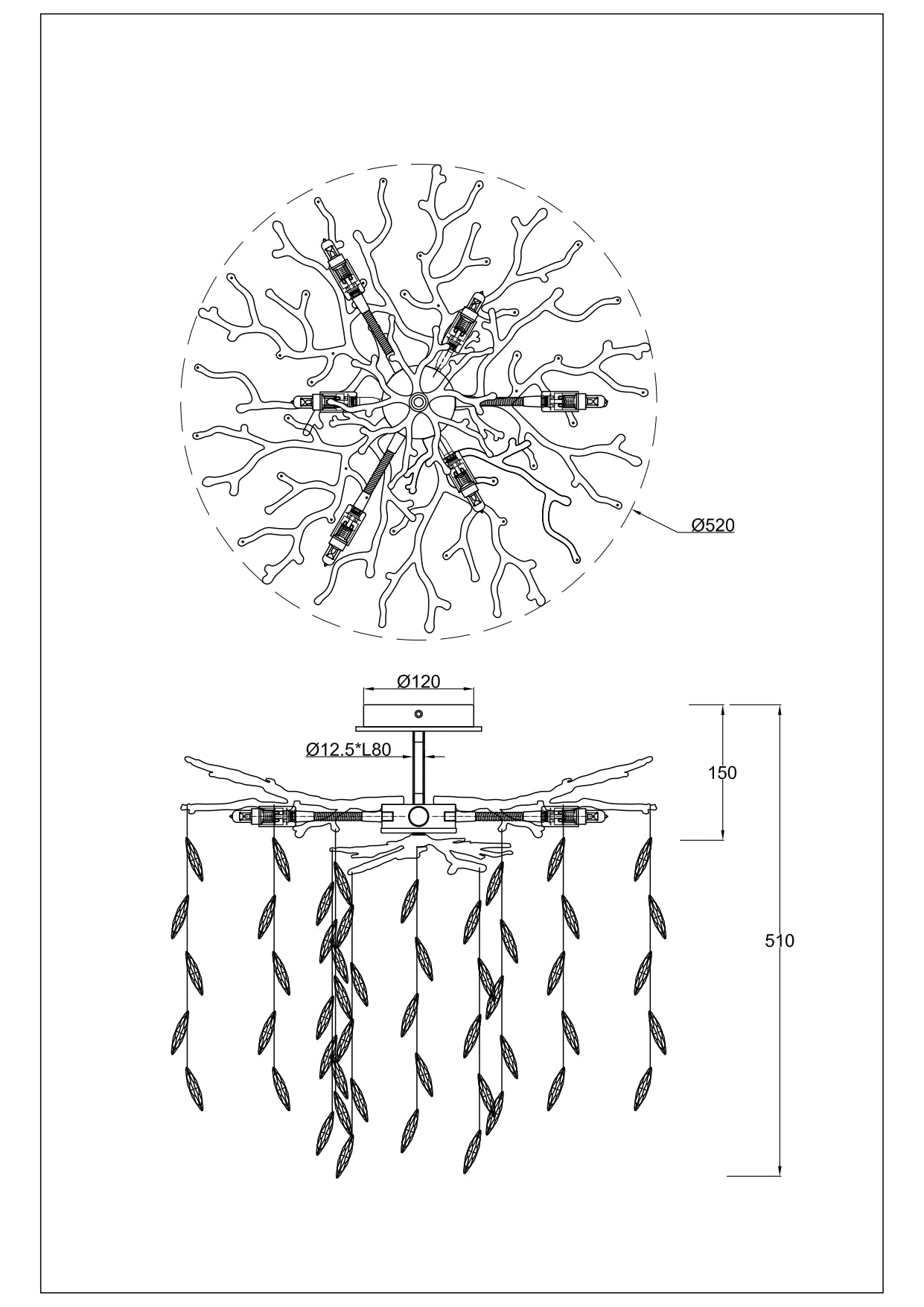 CINDY Pendelleuchte, Ø 50 cm, Gold, Metall