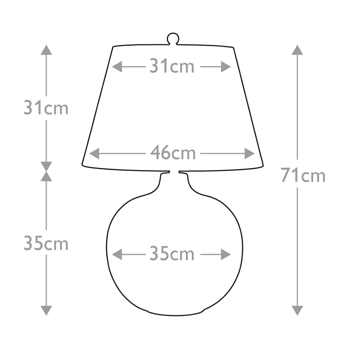 Elstead Ottoman Tischlampe Bronze, Elfenbein – Massskizze