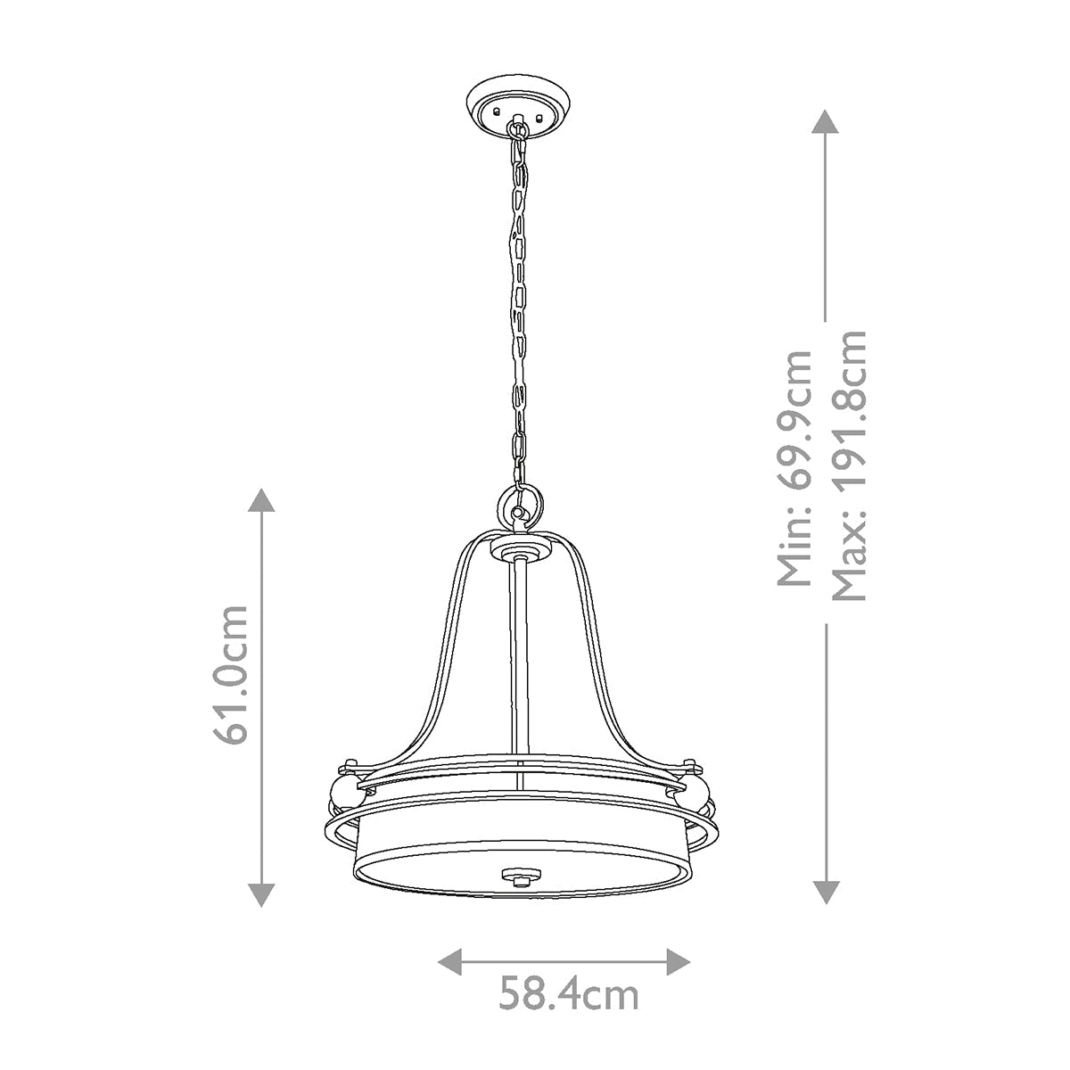 Quoizel Gotham Pendelleuchte Messing – Massskizze