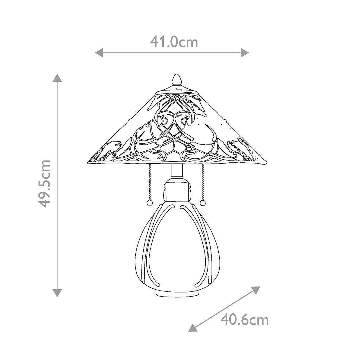 Quoizel India Tischlampe Bronze – Massskizze