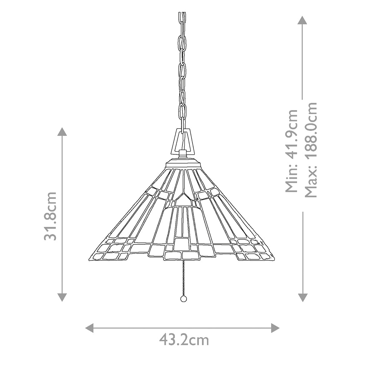 Quoizel Inglenook Pendelleuchte Bronze – Massskizze
