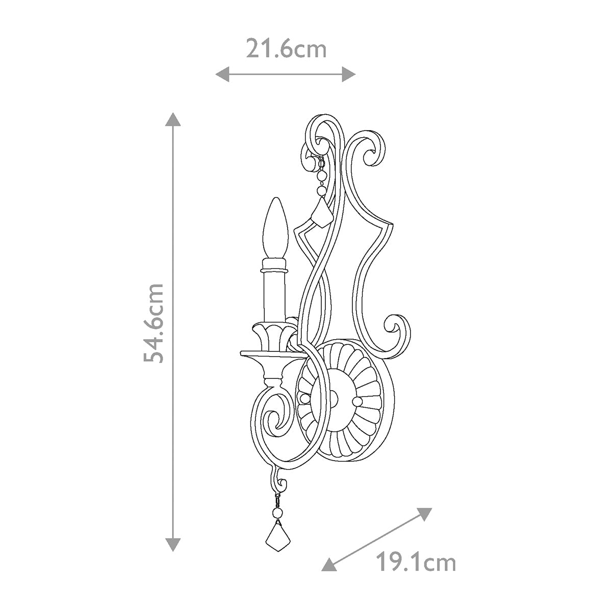Quoizel Marquette Wandleuchte Heirloom – Massskizze