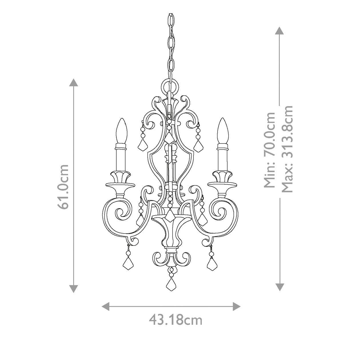 Quoizel Marquette Kronleuchter Heirloom – Massskizze