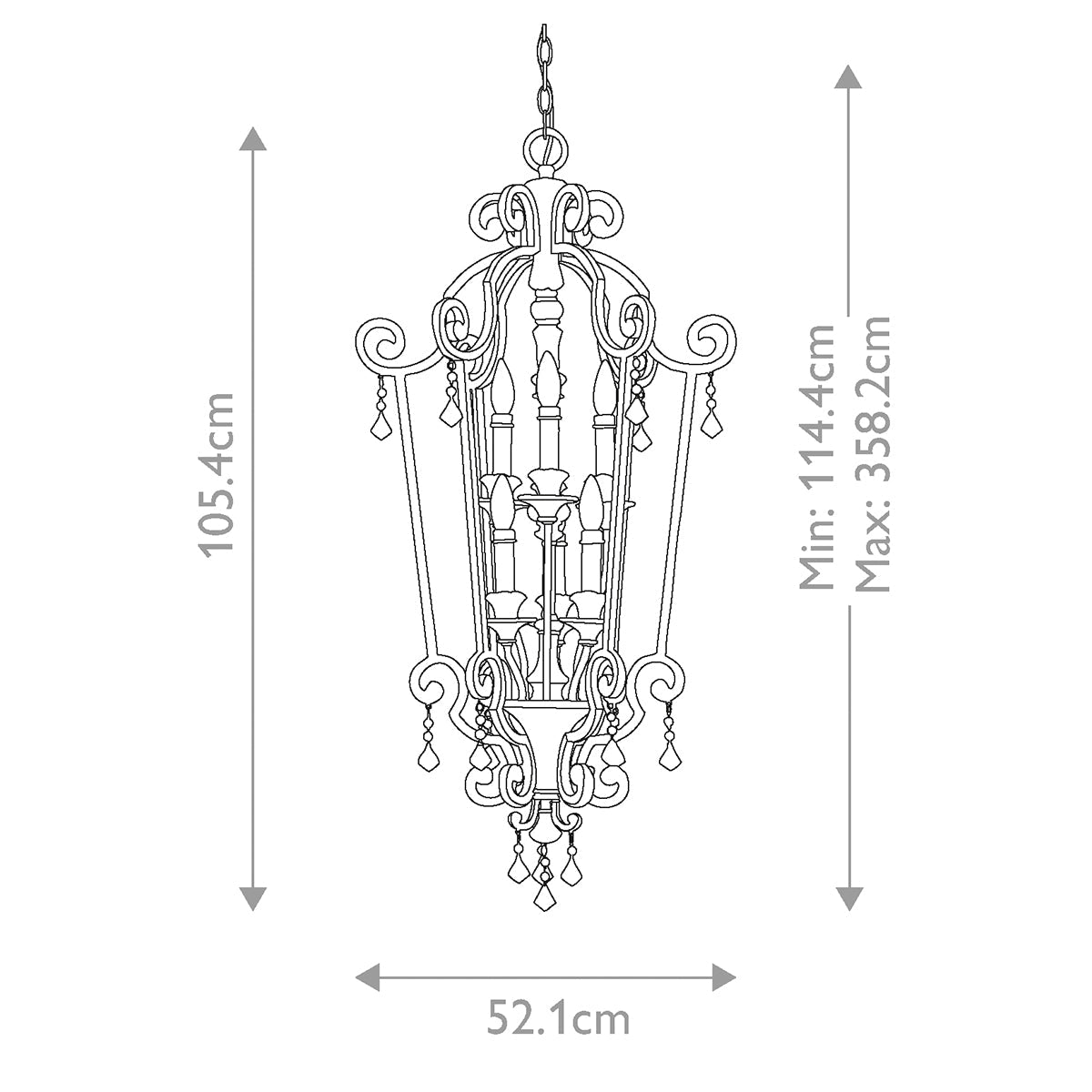 Quoizel Marquette Kronleuchter Heirloom – Massskizze