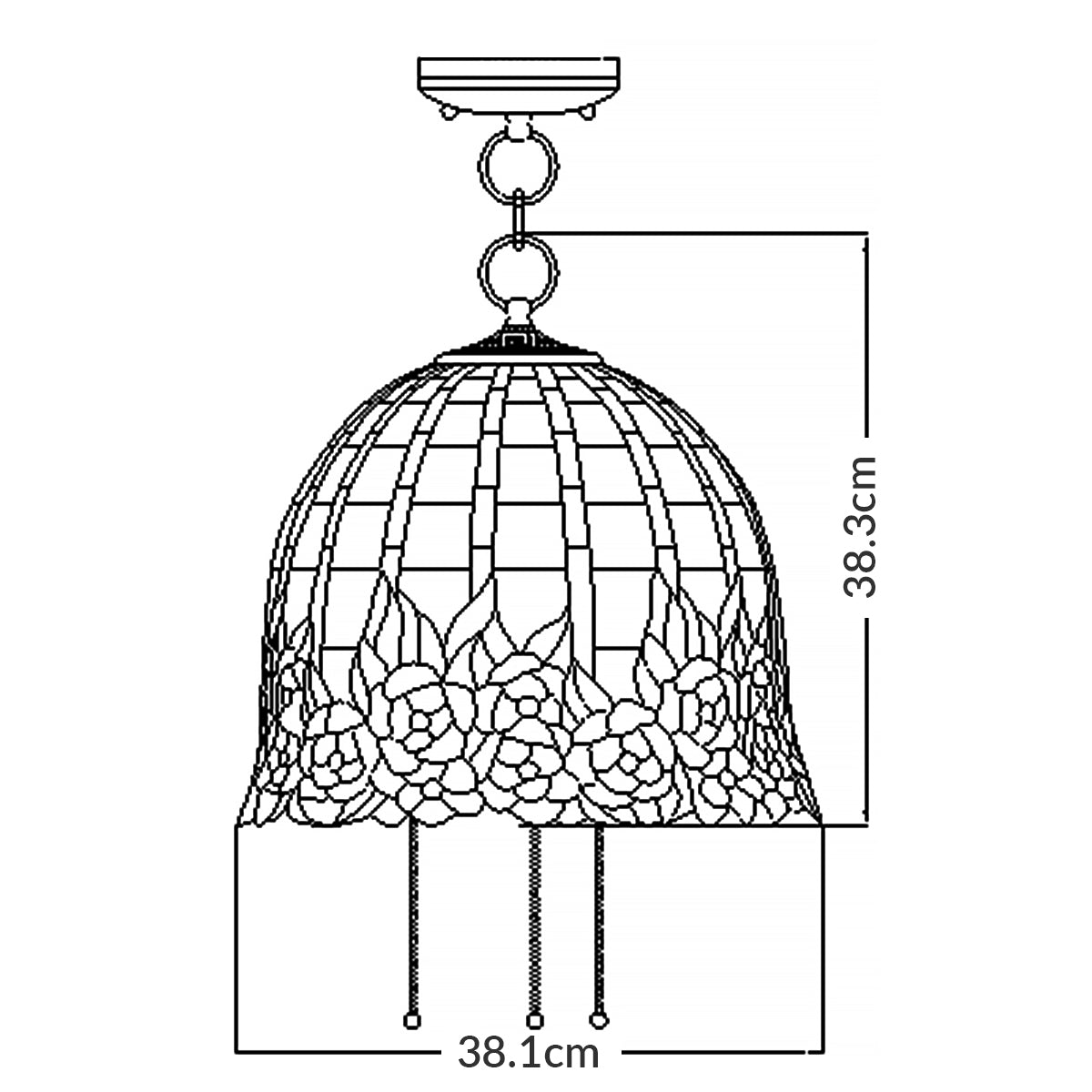 Quoizel Rosecliffe Pendelleuchte Bronze – Massskizze