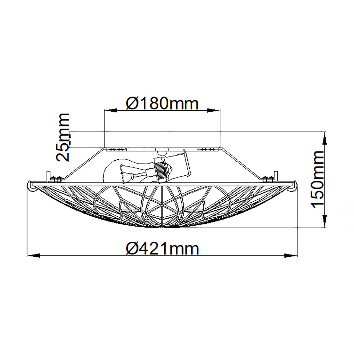 Quoizel 2 Deckenleuchte Bronze – Massskizze