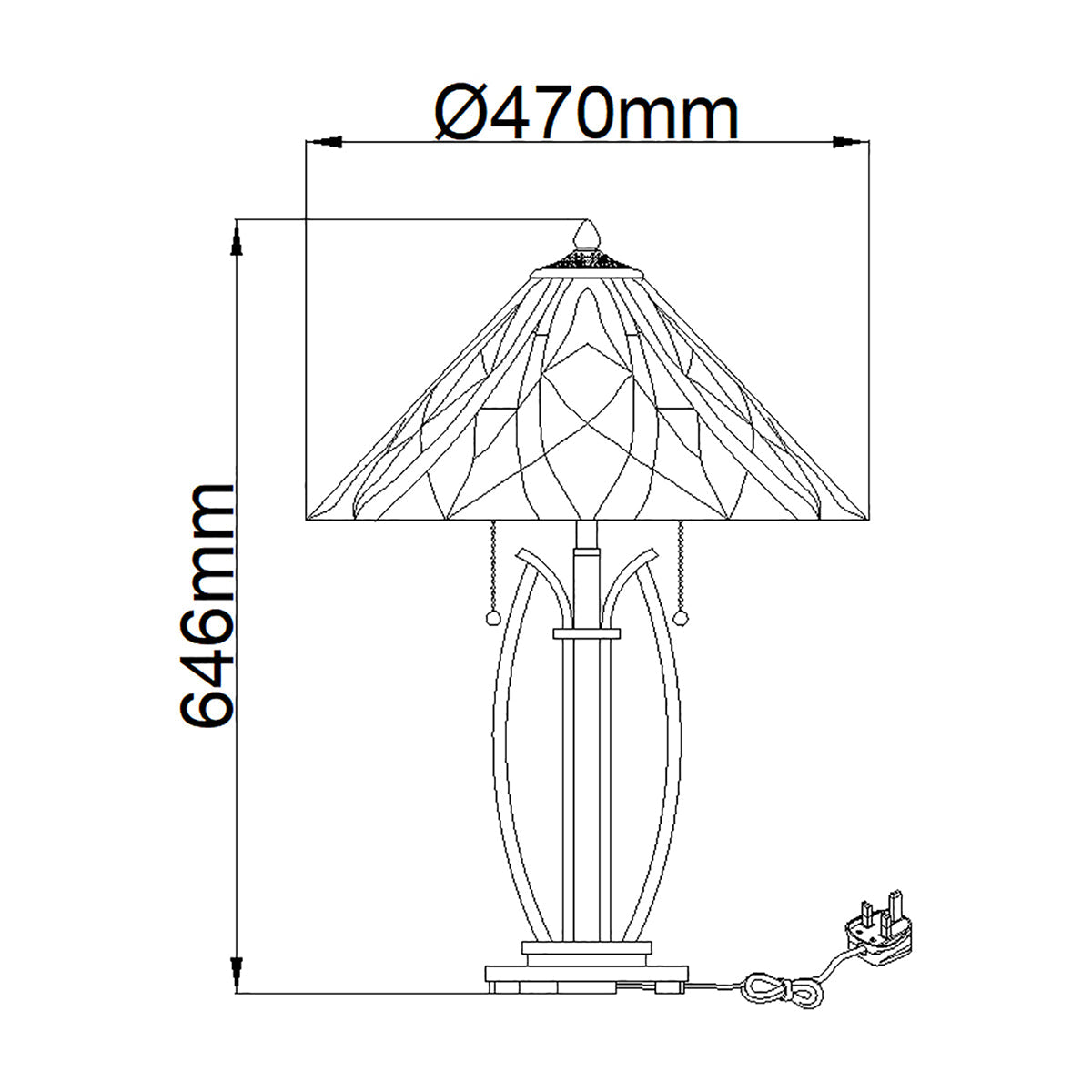 Quoizel 2 Tischlampe Bronze – Massskizze