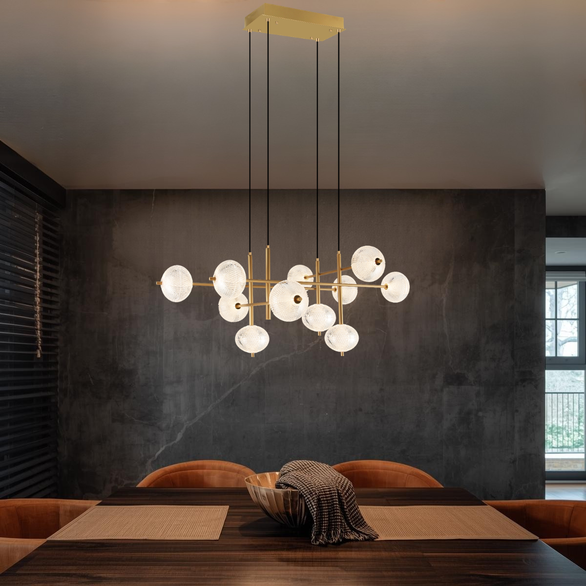 GALATEA Pendelleuchte, Ø 70 cm, Gold, Metall, Kunststoff (Dimmbar, mit Fernbedienung, CCT Lichtsteuerung)