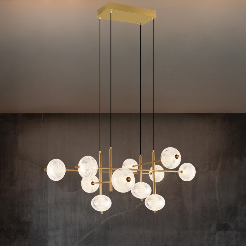 GALATEA Pendelleuchte, Ø 70 cm, Gold, Metall, Kunststoff (Dimmbar, mit Fernbedienung, CCT Lichtsteuerung)