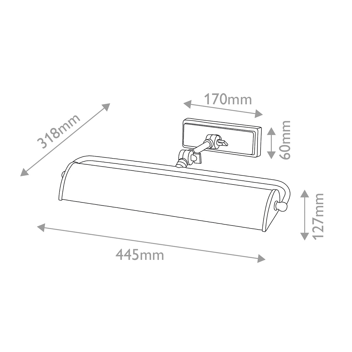 Elstead Winchfield Wandleuchte Nickel, Weiß – Massskizze
