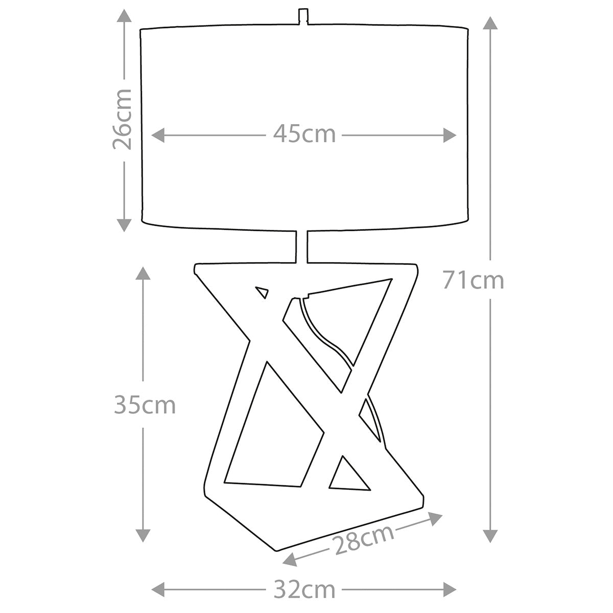 Elstead Aegeus Tischlampe Nickel – Massskizze