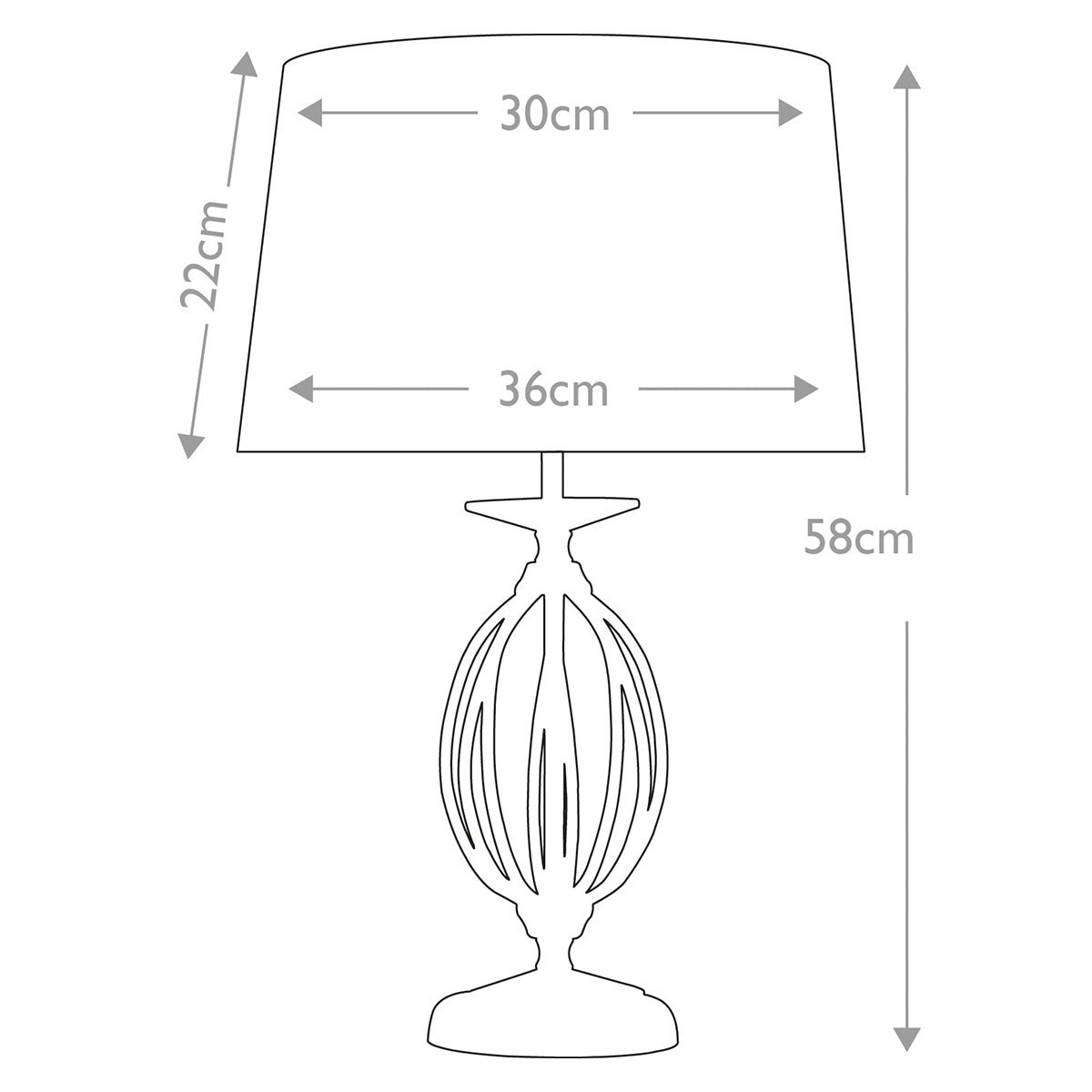 Elstead Aegean Tischlampe Messing – Massskizze
