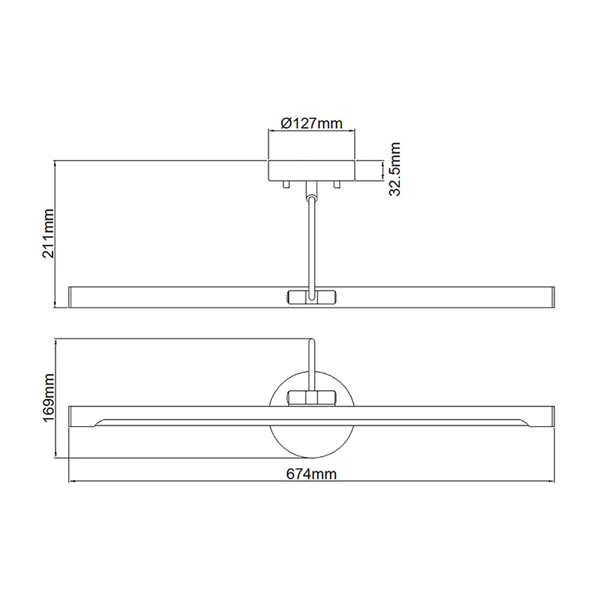 Elstead Alton Wandleuchte Nickel – Massskizze
